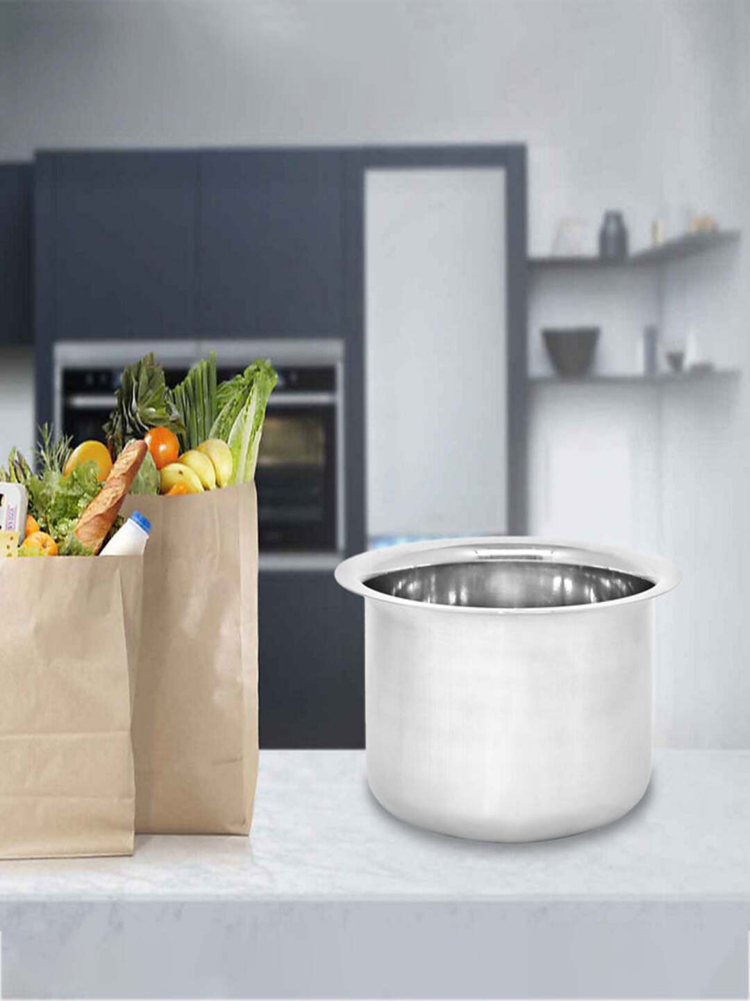 

Athome by Nilkamal Silver-Toned Stainless Steel Tope1 Litres Cookware