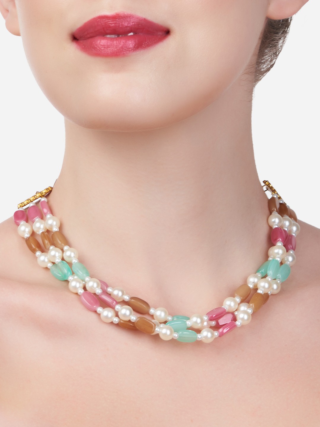 

Zaveri Pearls Multicoloured Gold-Plated Beaded Choker Necklace, Multi