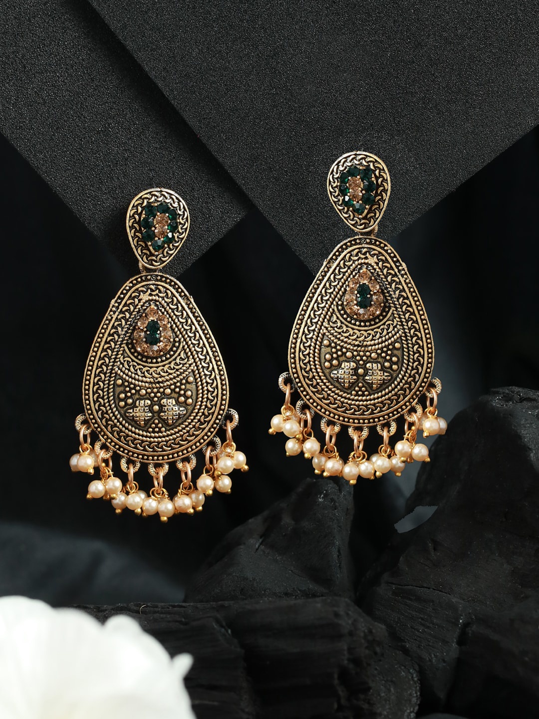 

Priyaasi Gold-Plated Contemporary Drop Earrings