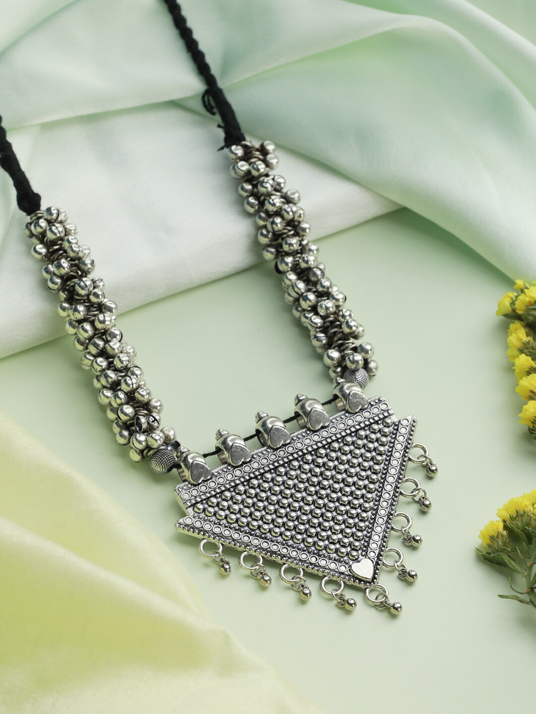 

Priyaasi Silver-Toned German Silver Silver-Plated Oxidised Necklace