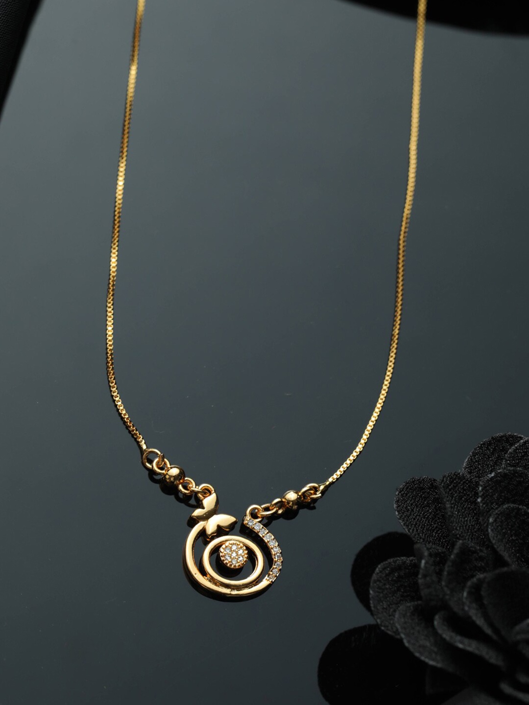 

Priyaasi Gold-Toned Rose Gold-Plated Sphere Butterfly Chain