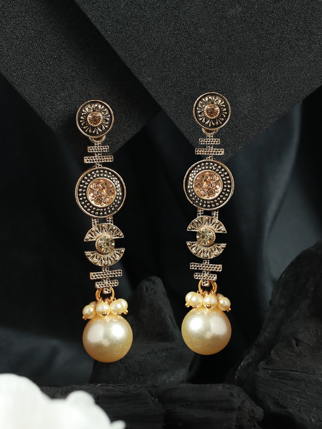 

Priyaasi Gold-Plated Contemporary Drop Earrings