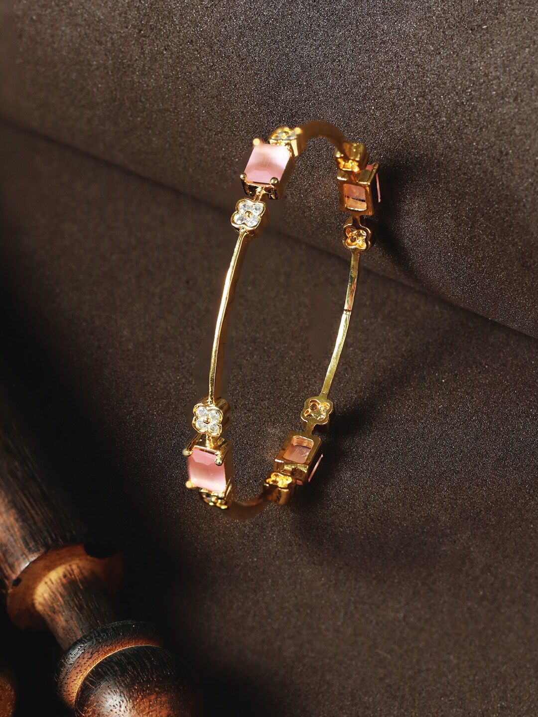 

Priyaasi Set OF 2 Gold-plated Pink AD-Studded Bangles
