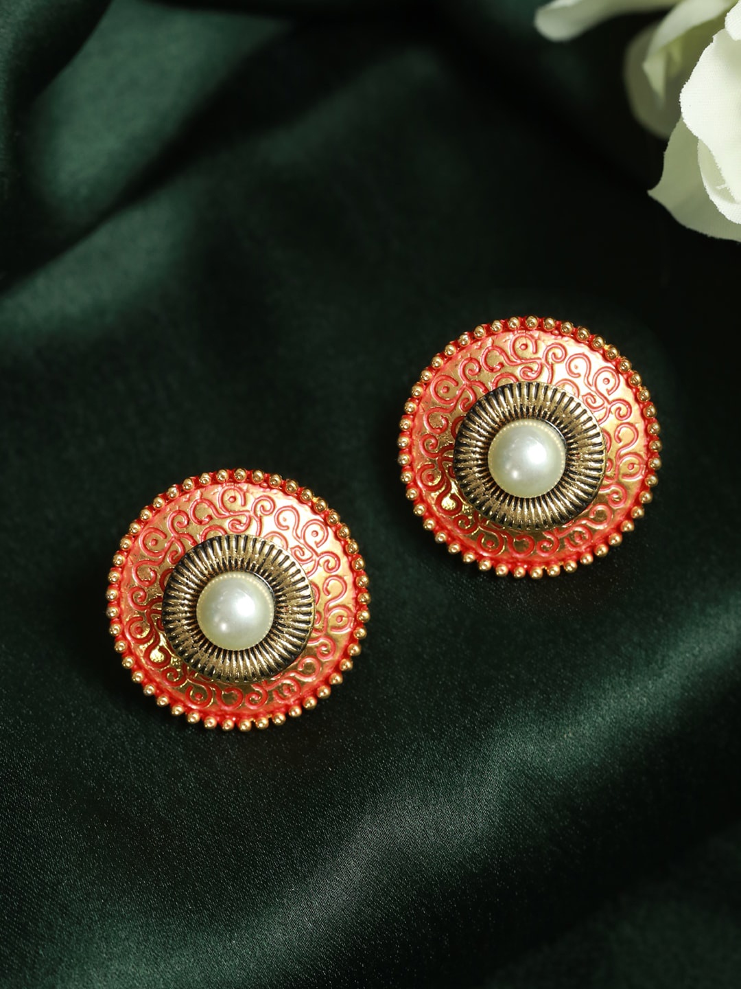 

Priyaasi Red Contemporary Studs Earrings