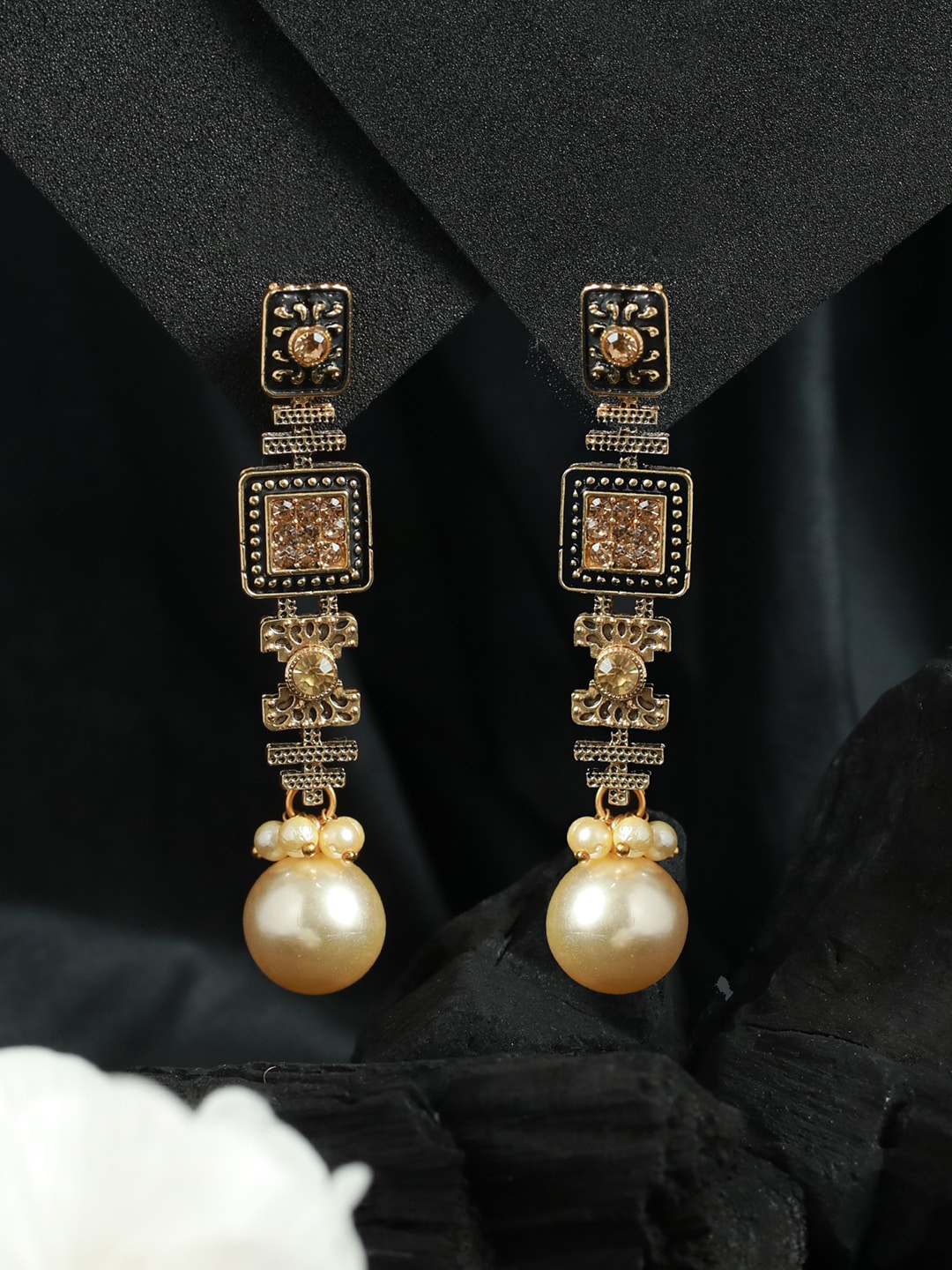 

Priyaasi Gold-Plated Contemporary Drop Earrings