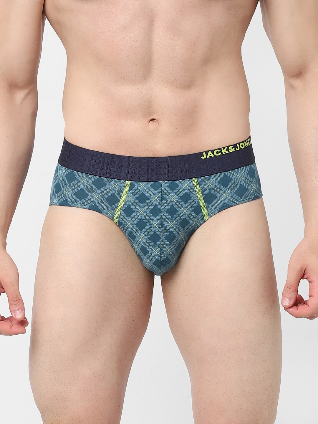 

Jack & Jones Men Blue Checks Basic Briefs