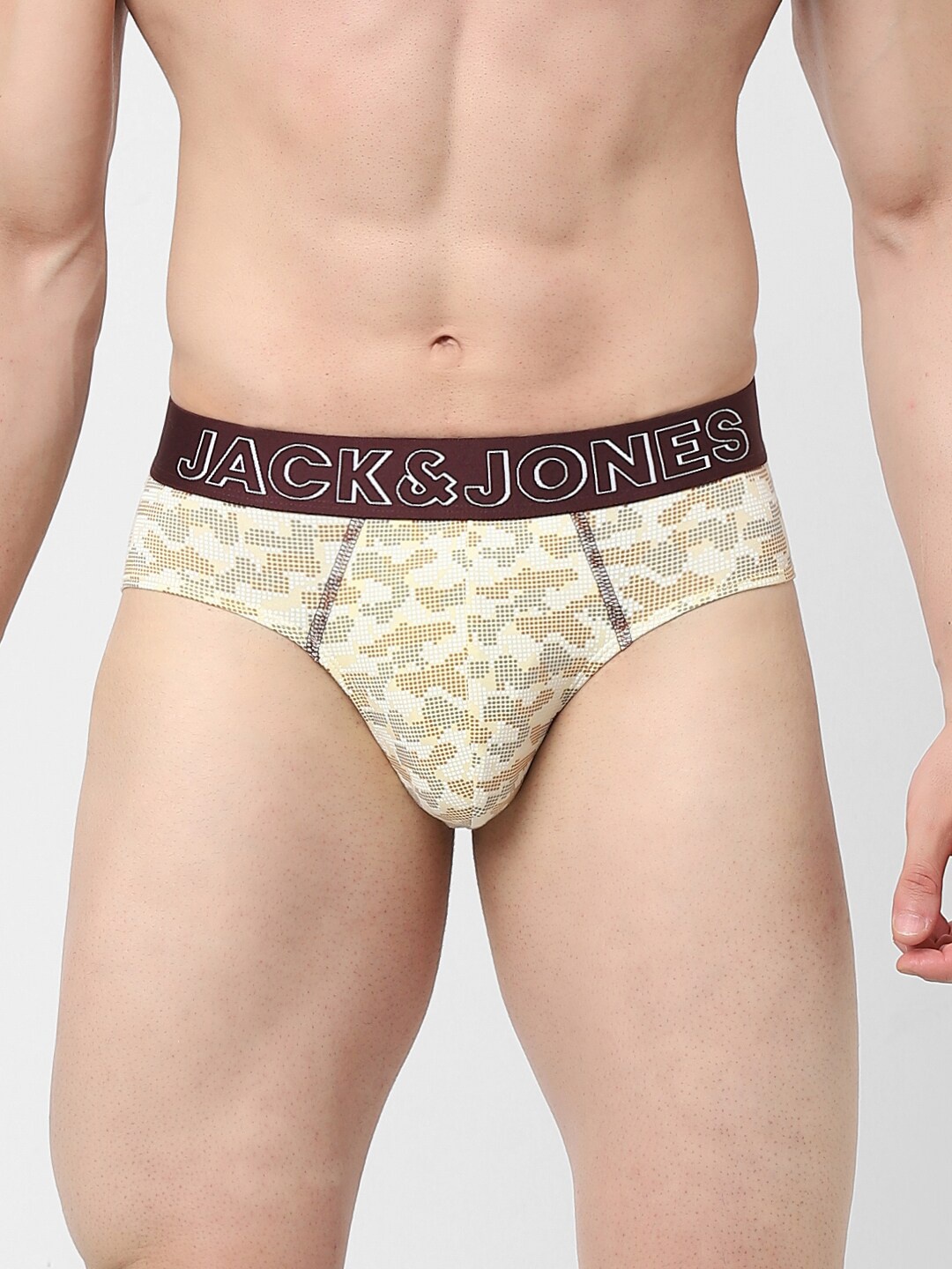 

Jack & Jones Men Beige Printed Basic Cotton Briefs