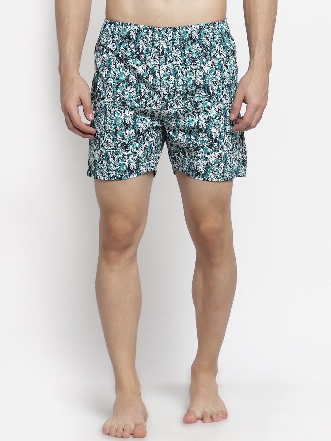 

TNG Men Green & White Printed Pure Cotton Boxers- BXN-TNG-LGRN