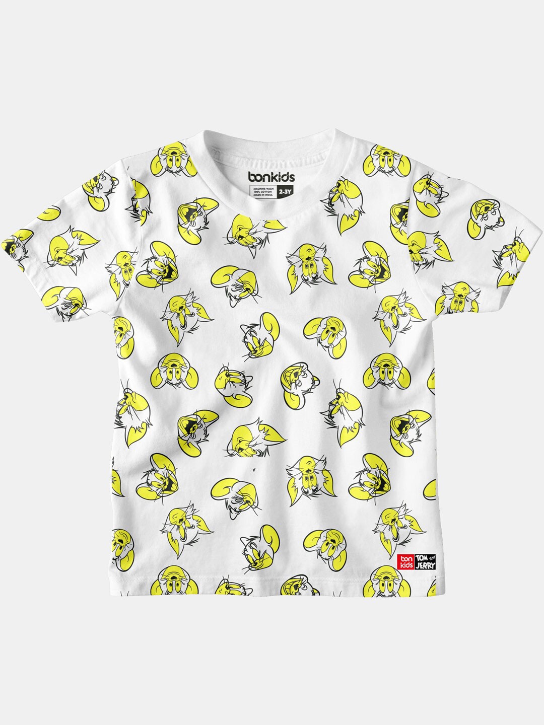 

BONKIDS Boys White Printed Cotton T-shirt
