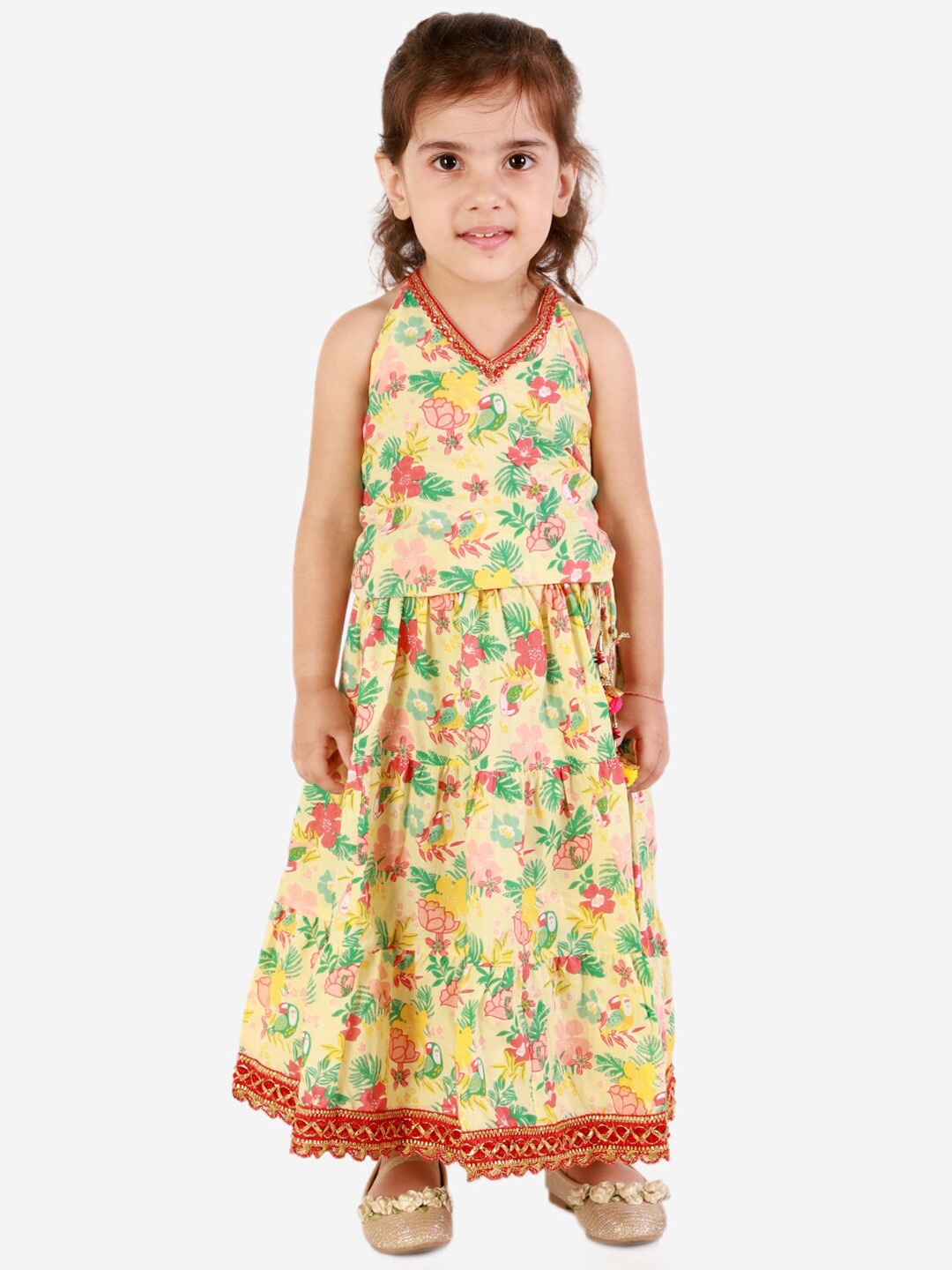 

KID1 Girls Yellow Printed Top with Skirt