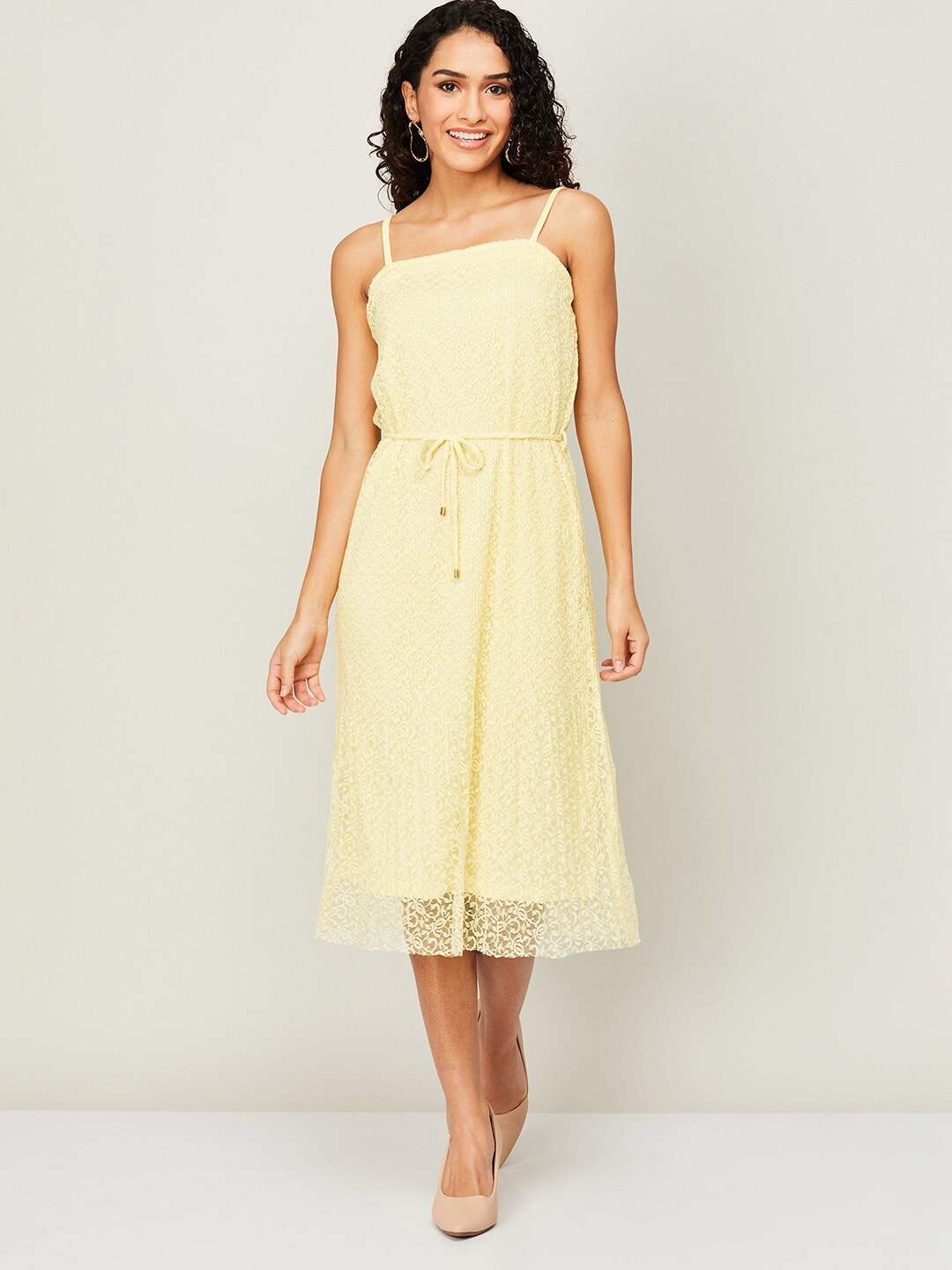 

CODE by Lifestyle Women Yellow A-Line Midi Dress