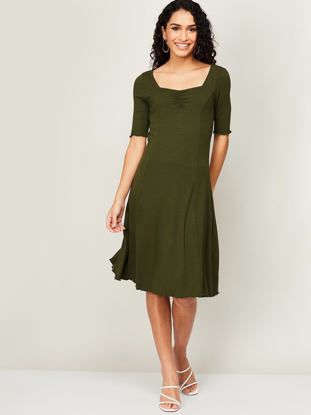 

CODE by Lifestyle Women Olive Green Solid Dress