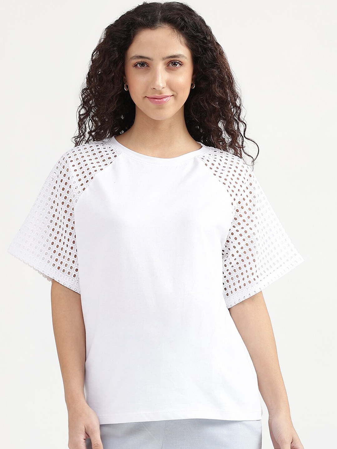 

United Colors of Benetton White Raglan Sleeve Top