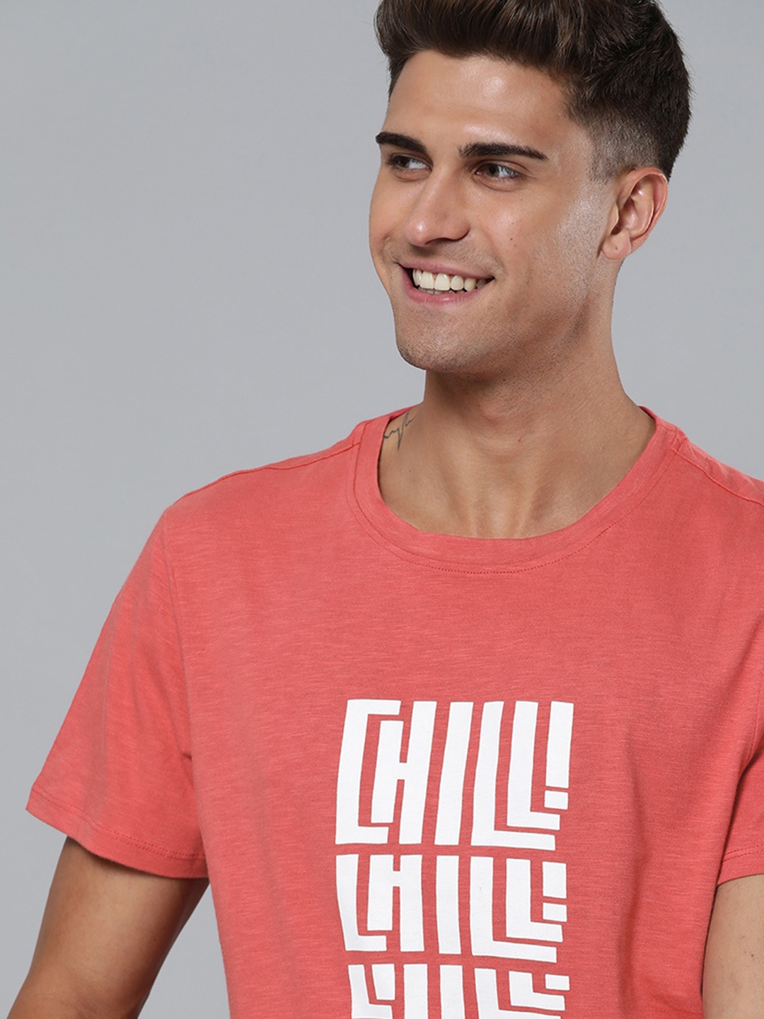

Mast & Harbour Men Rust Typography Printed T-shirt