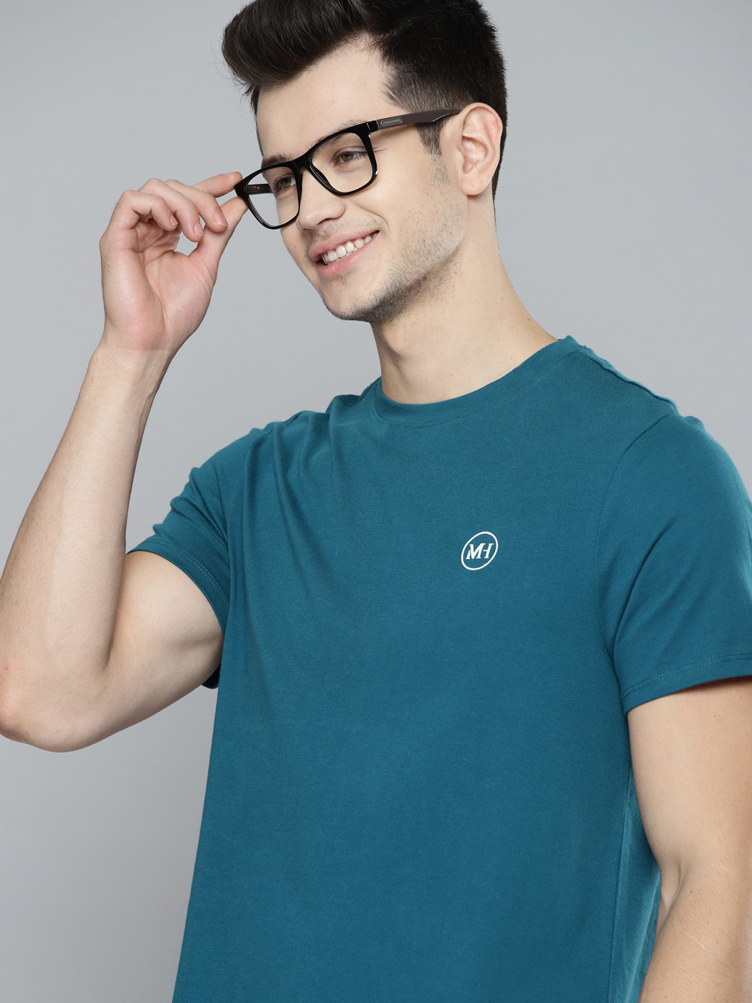 

Mast & Harbour Men Teal Blue Cotton T-shirt