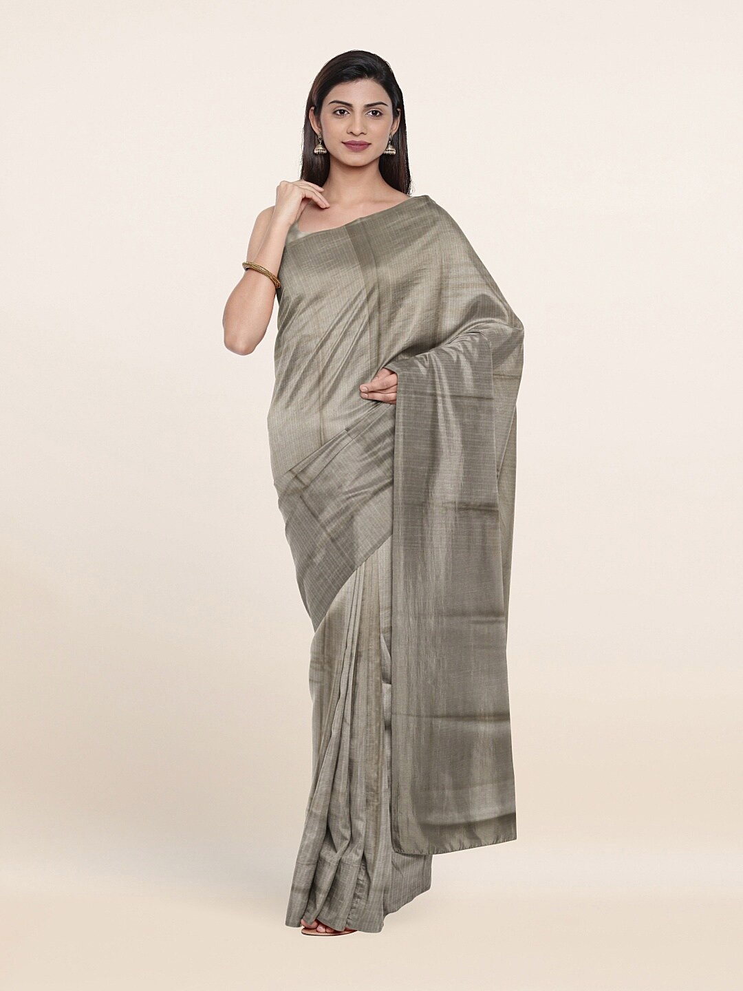 

Pothys Tan Solid Zari Art Silk Saree