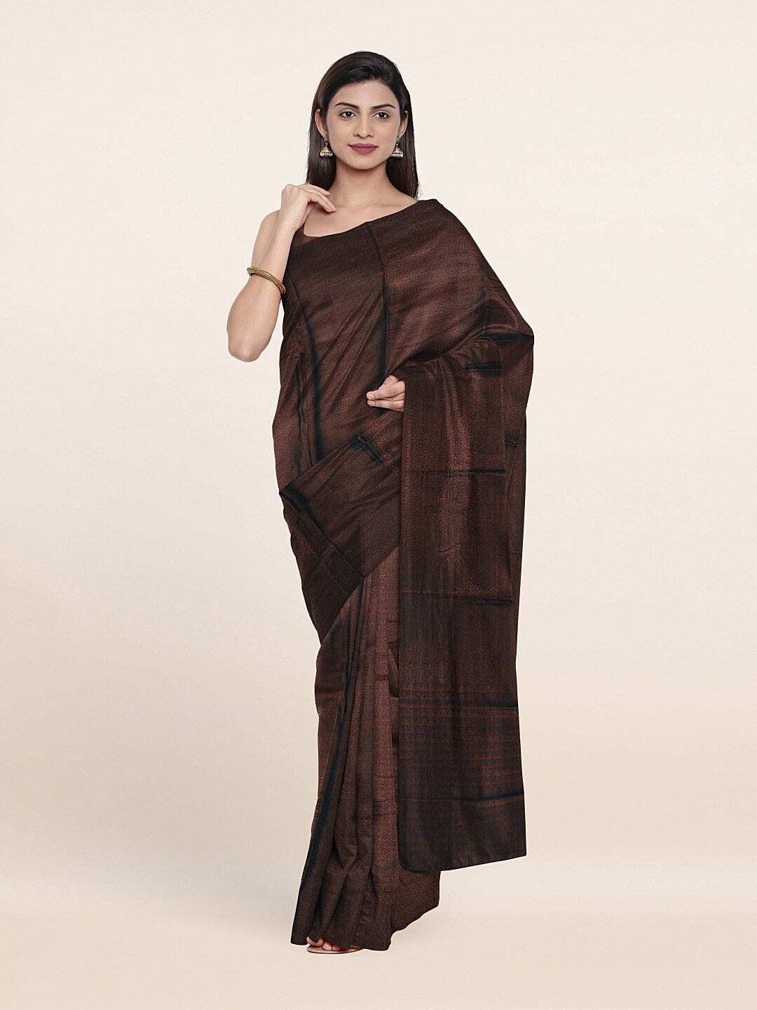 

Pothys Green & Copper-Toned Ethnic Motifs Zari Art Silk Saree