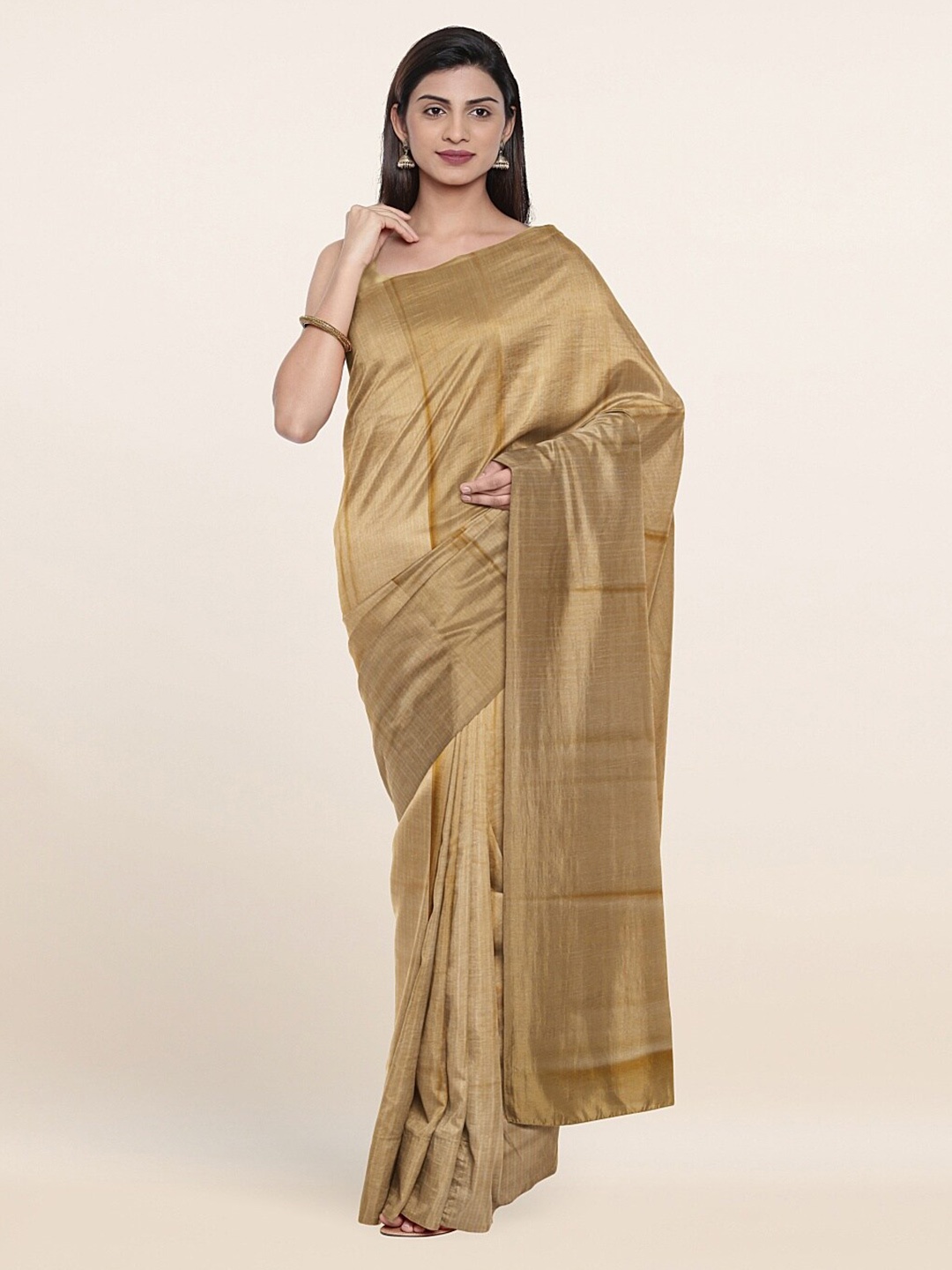 

Pothys Mustard & Gold-Toned Woven Design Zari Art Silk Saree