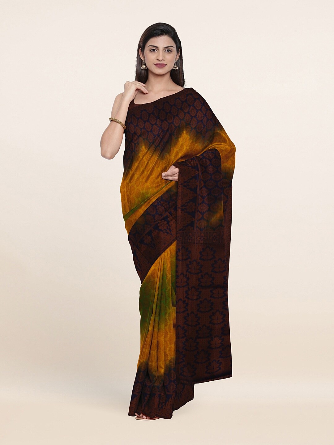 

Pothys Yellow & Brown Woven Design Art Silk Saree