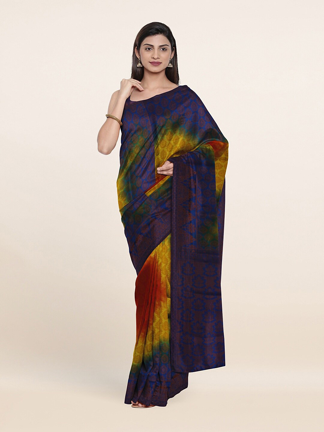 

Pothys Blue & Gold-Toned Woven Design Zari Art Silk Saree