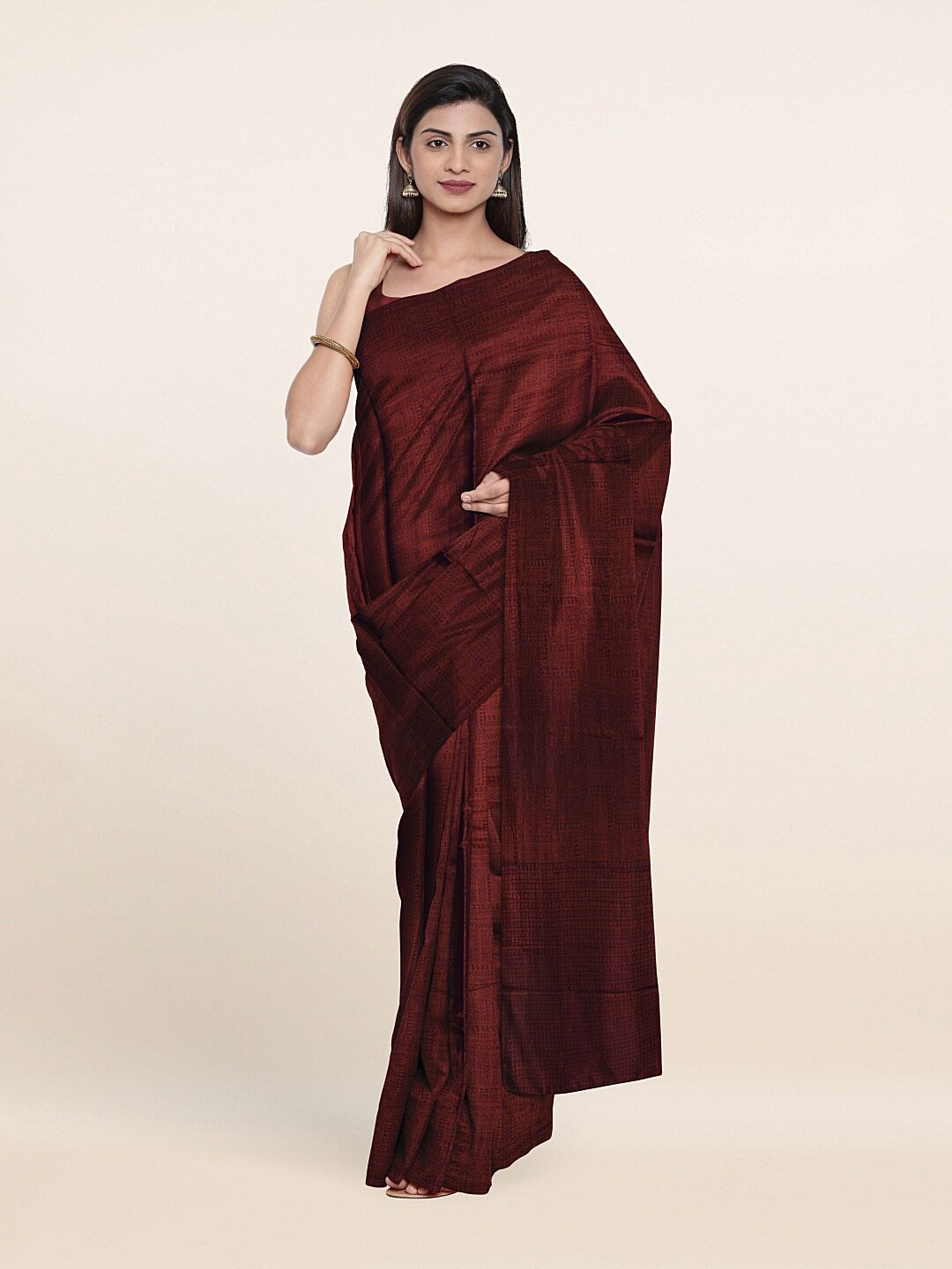 

Pothys Purple & Copper-Toned Woven Design Zari Art Silk Saree