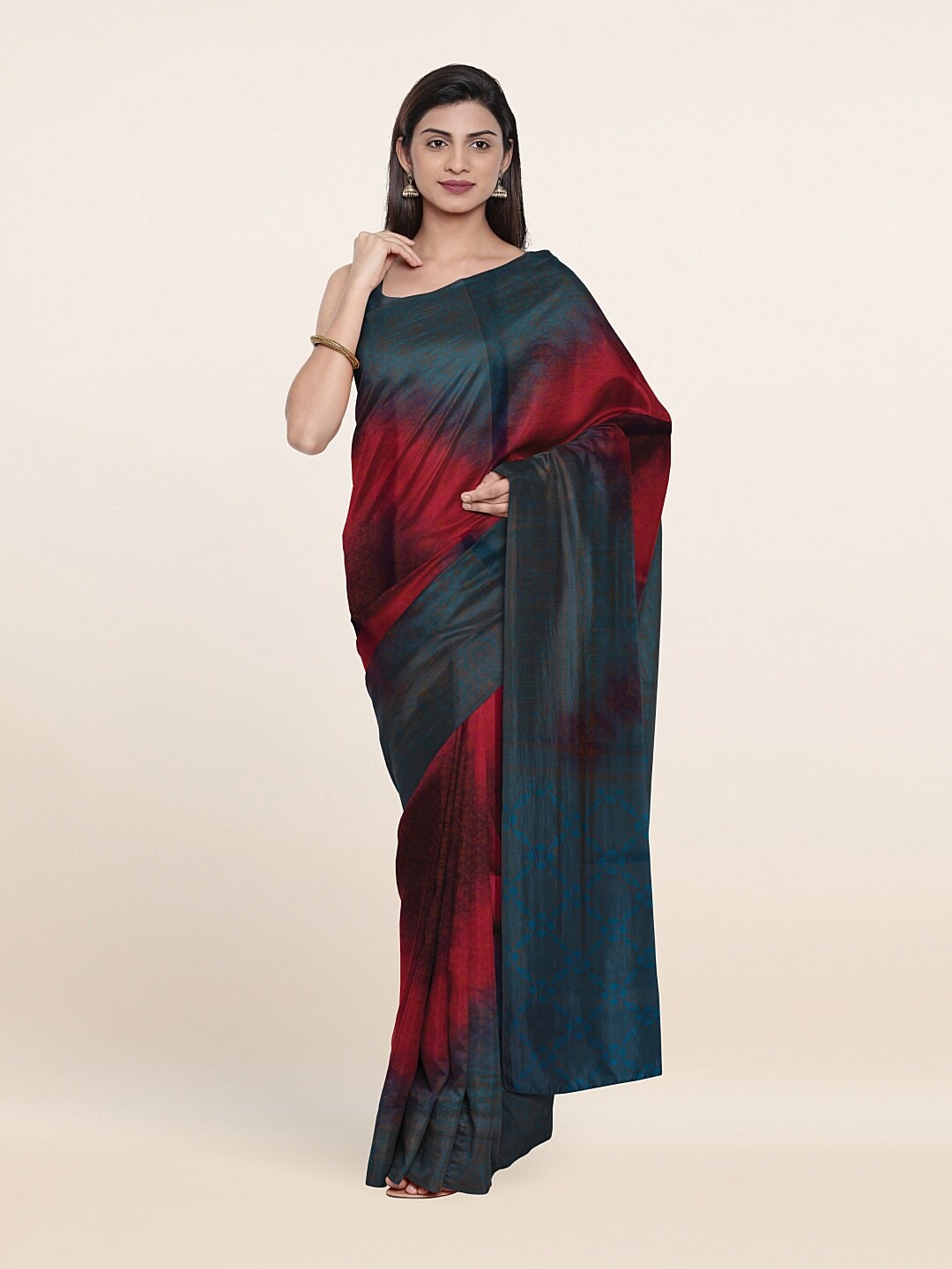 

Pothys Blue & Red Printed Art Silk Saree