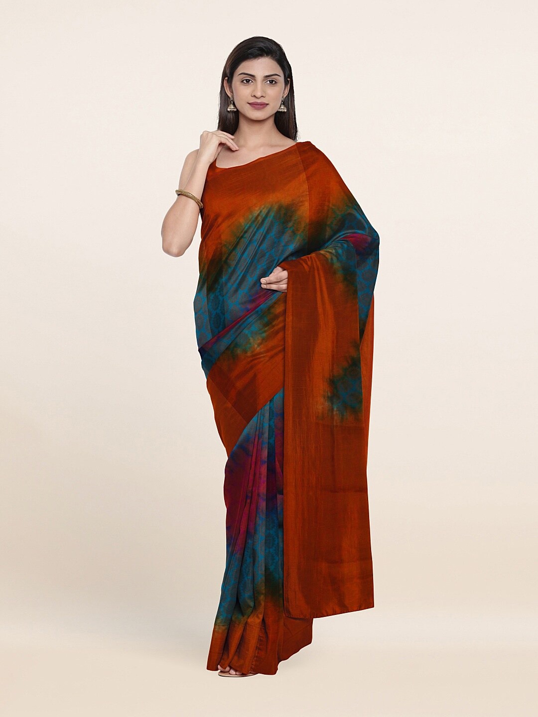 

Pothys Blue & Gold-Toned Woven Design Zari Art Silk Saree