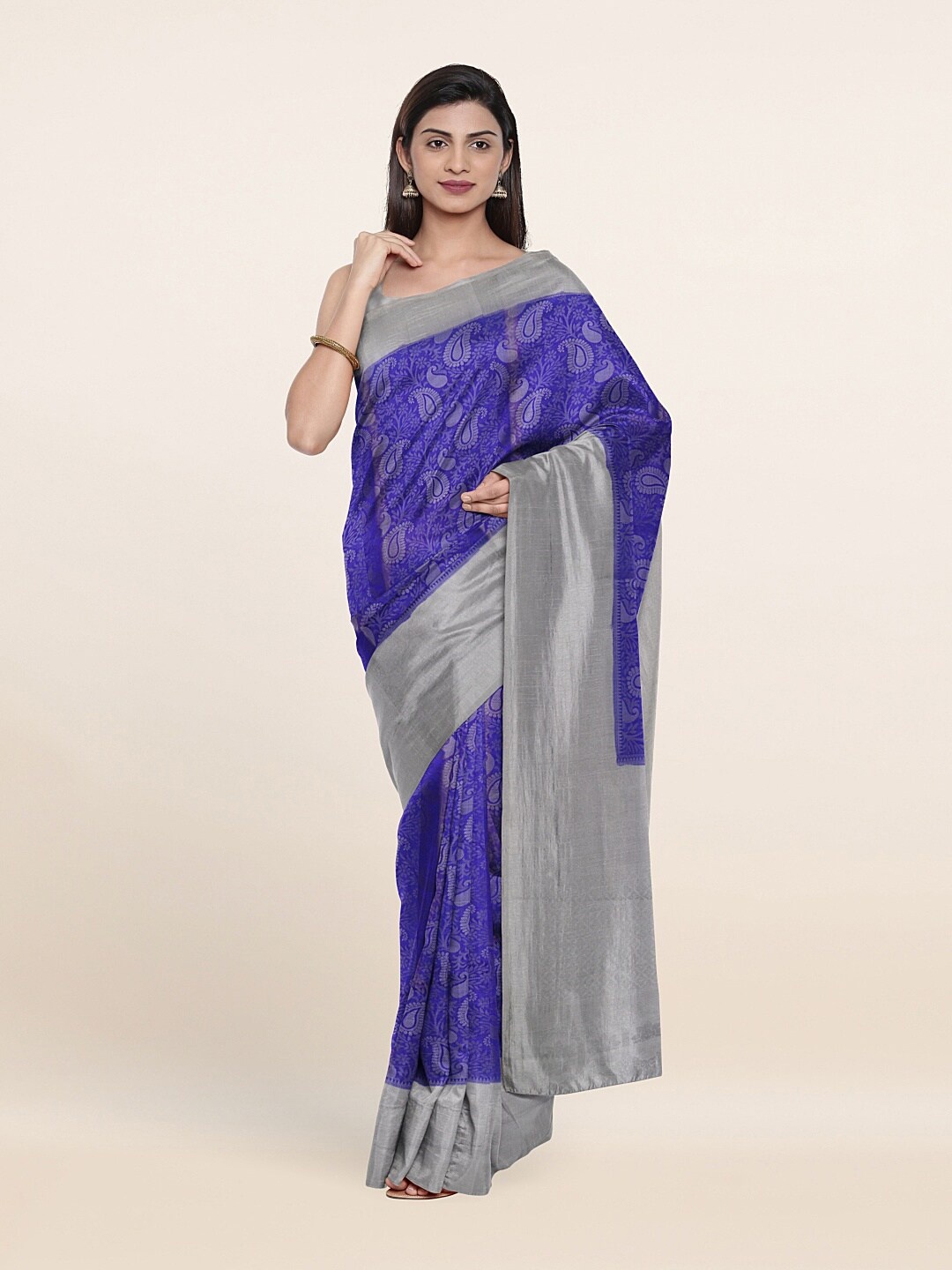 

Pothys Blue & Grey Woven Design Art Silk Saree
