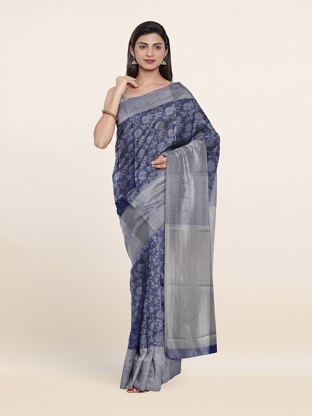 

Pothys Blue & Grey Woven Design Art Silk Saree