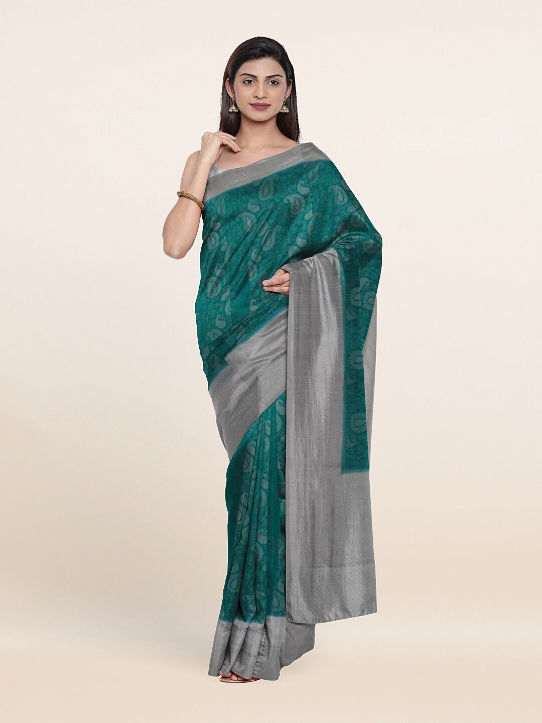 

Pothys Green & Grey Woven Design Zari Art Silk Saree