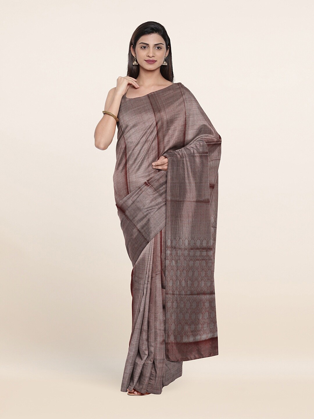 

Pothys Grey & Brown Woven Design Art Silk Saree
