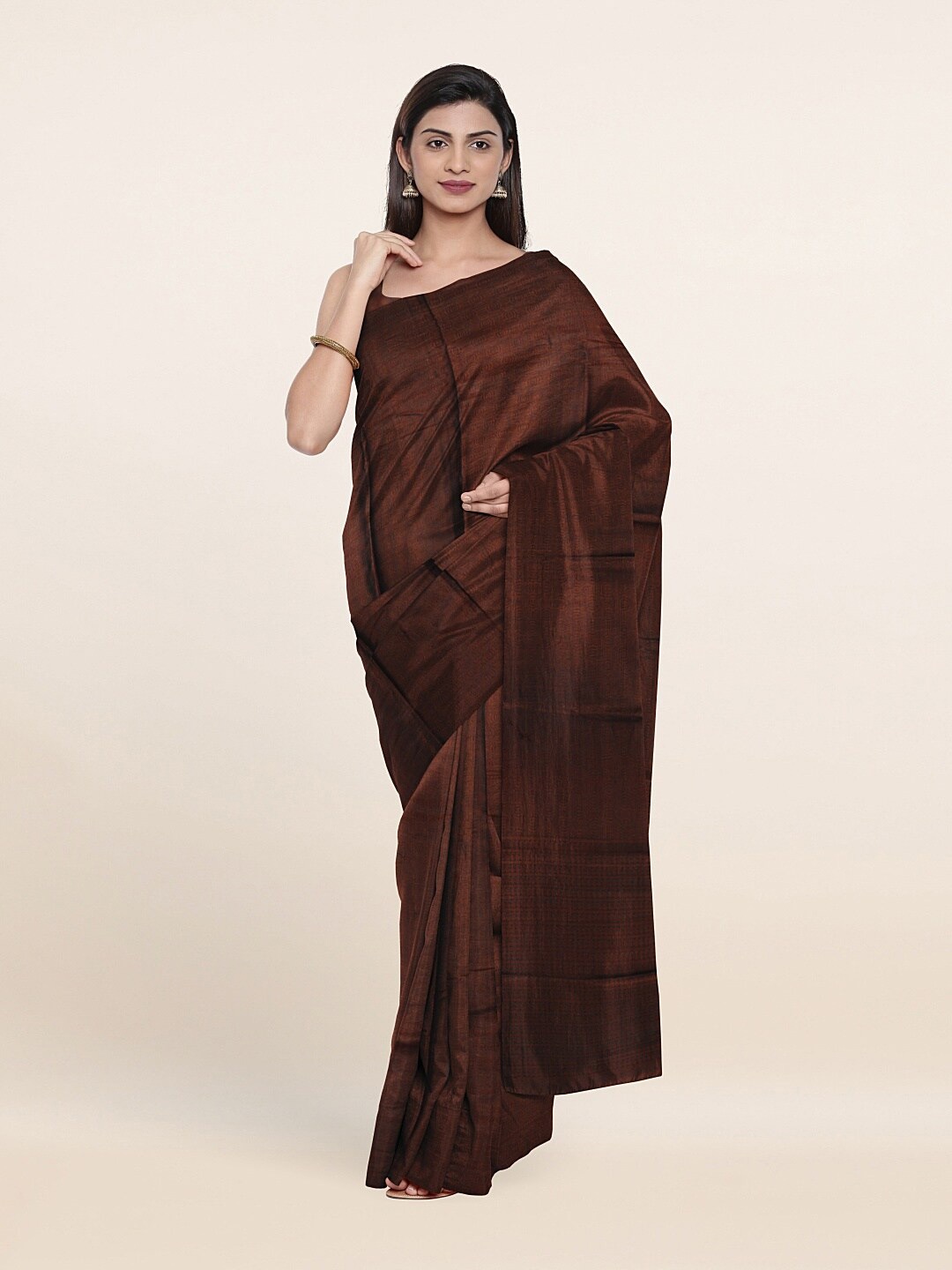 

Pothys Grey & Copper-Toned Woven Design Art Silk Saree