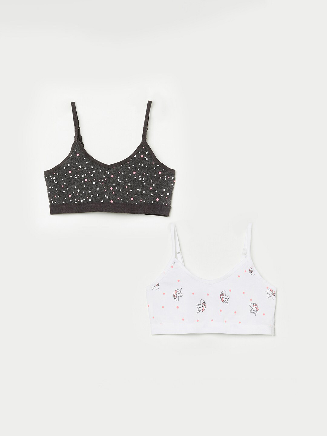

Fame Forever by Lifestyle White & Black Abstract Bralette Bra
