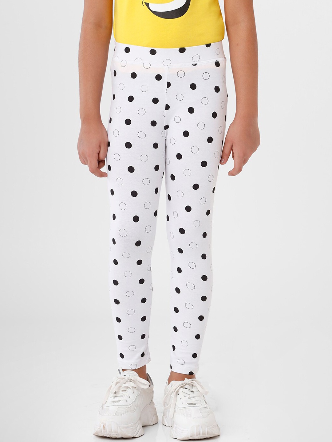 

De Moza Girls White Printed Ankle Length Leggings