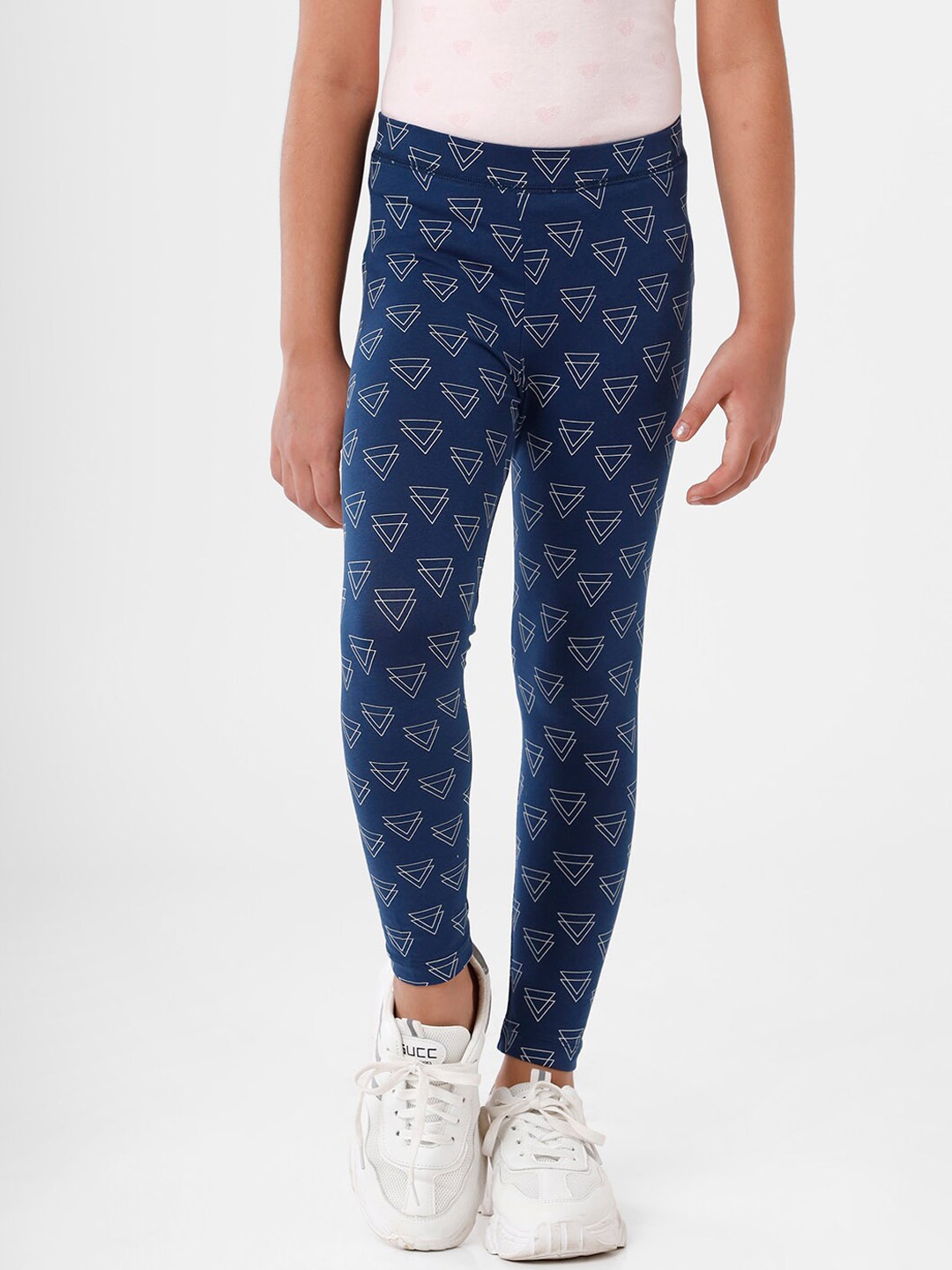 

De Moza Girls Navy Blue Printed Leggings