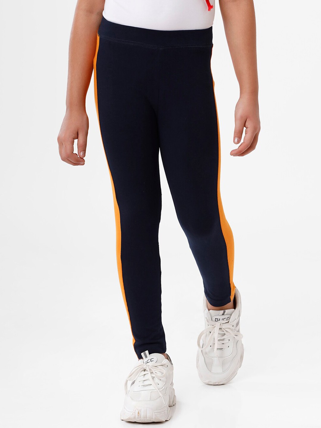 

De Moza Girls Navy Blue Printed Ankle Length Leggings