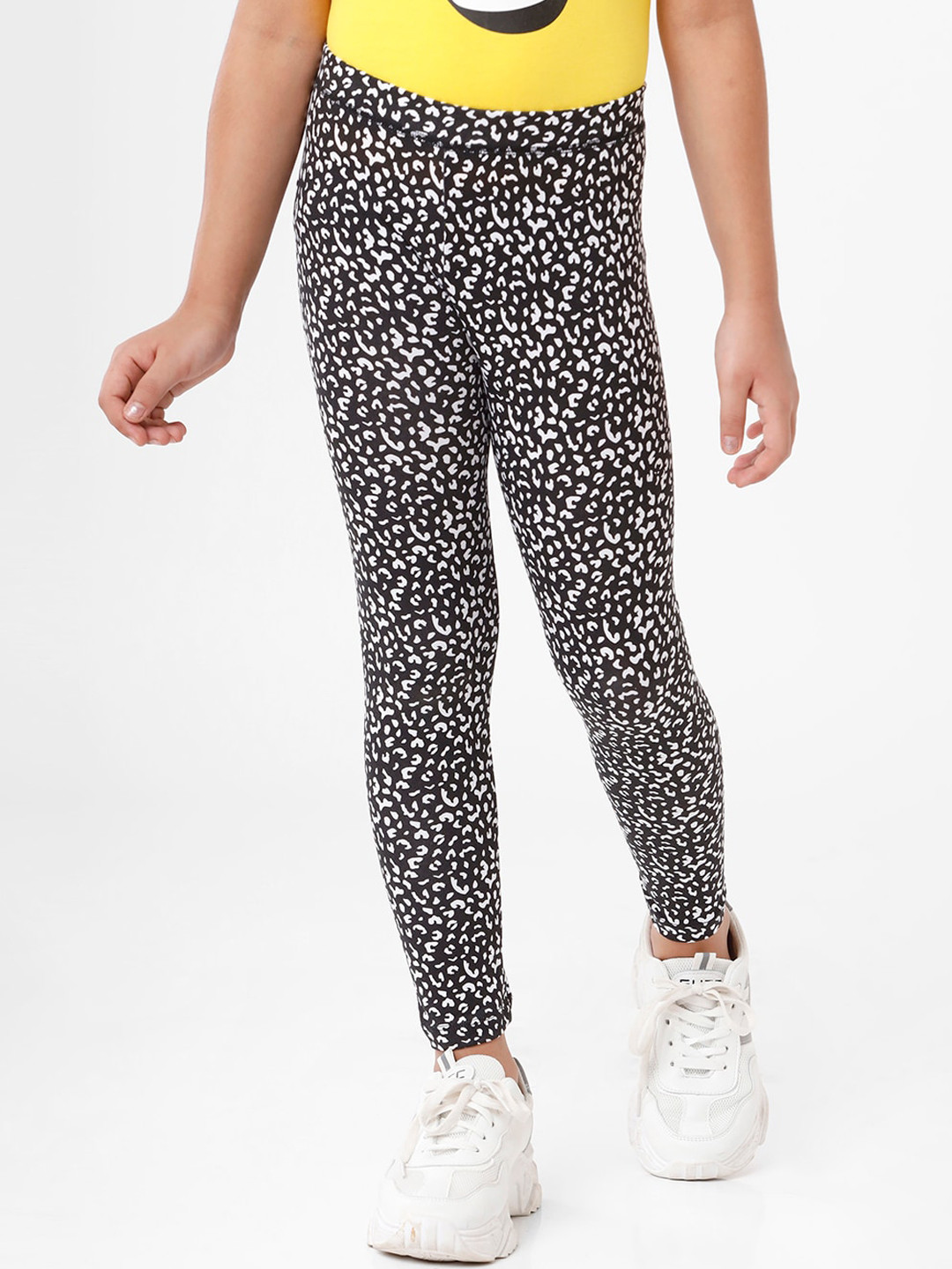 

De Moza Girls Black Printed Ankle-Length Leggings