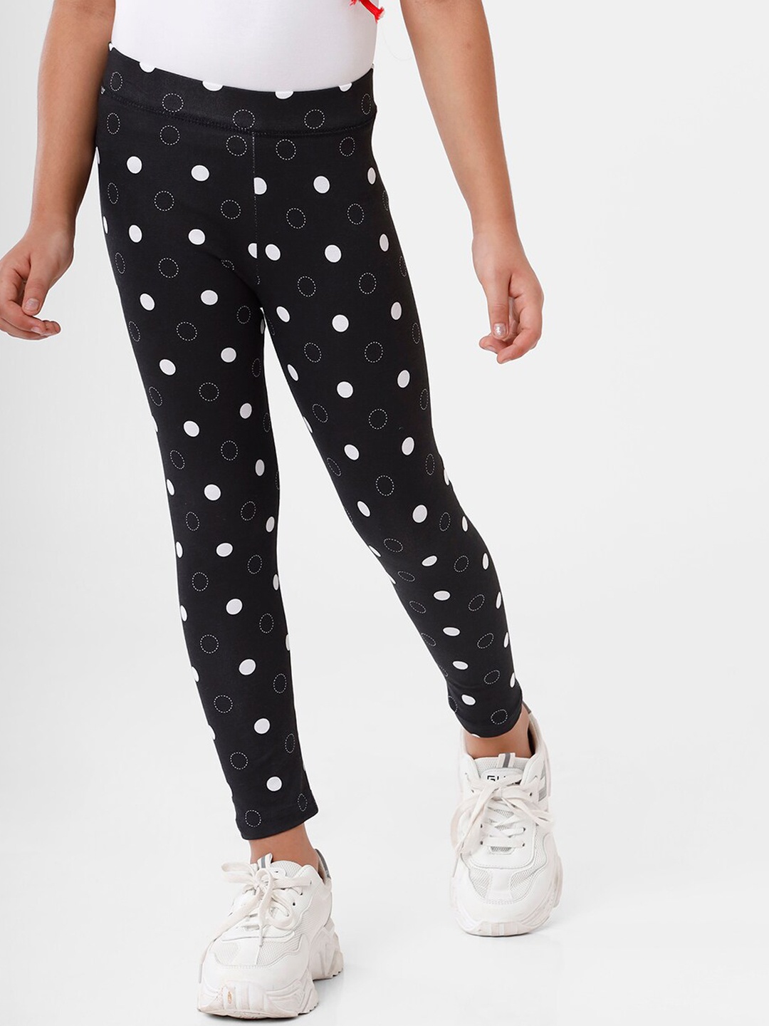 

De Moza Girls Black & White Printed Ankle-Length Leggings