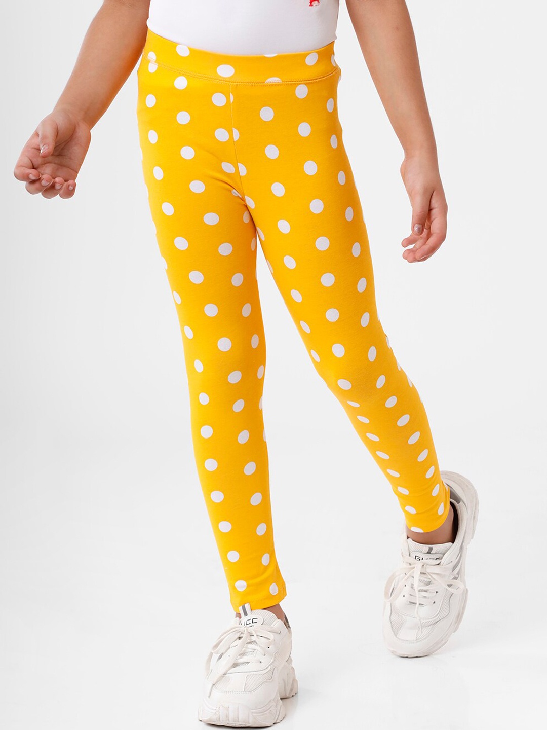

De Moza Girls Yellow & White Printed Ankle Length Leggings