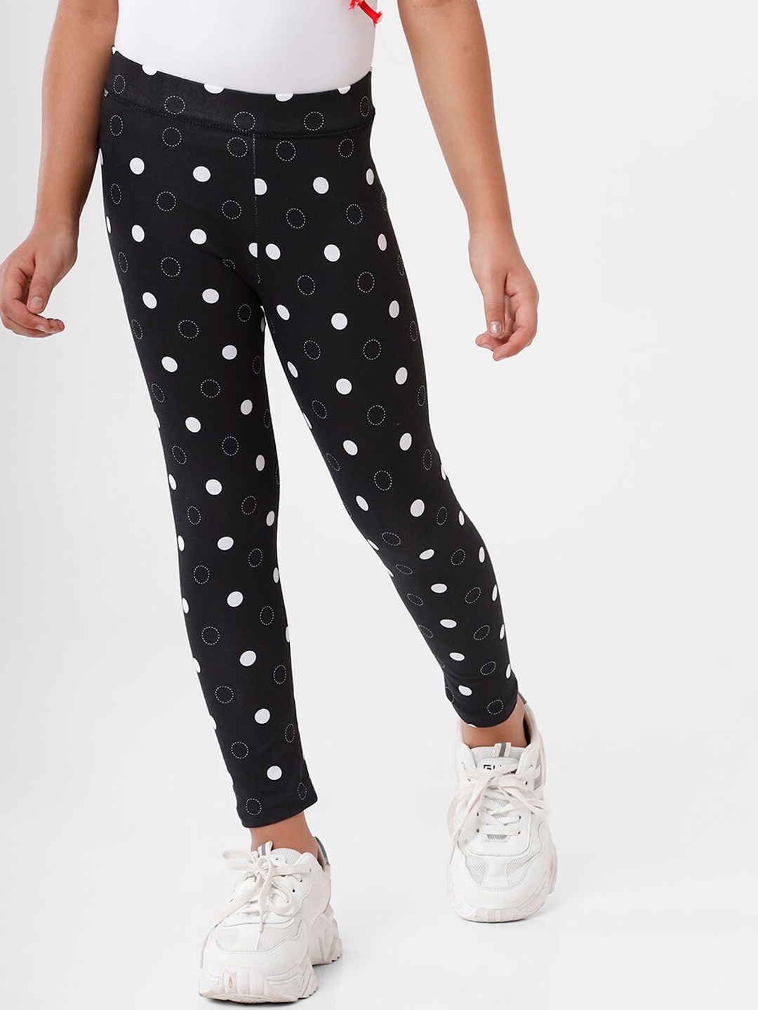 

De Moza Girls Black Printed Ankle-Length Leggings
