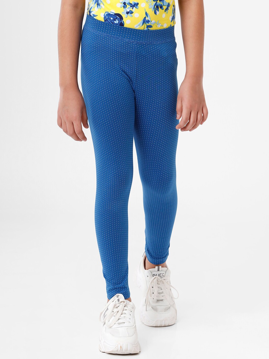 

De Moza Girls Navy Blue Printed Ankle-Length Leggings