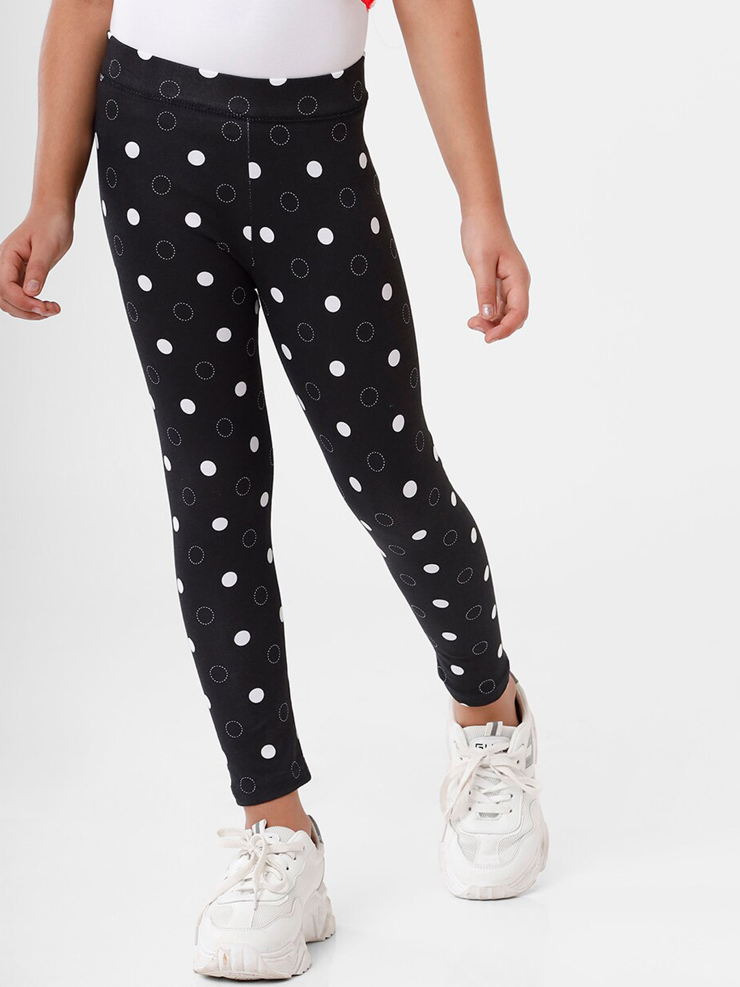 

De Moza Girls Black Printed Ankle Length Leggings