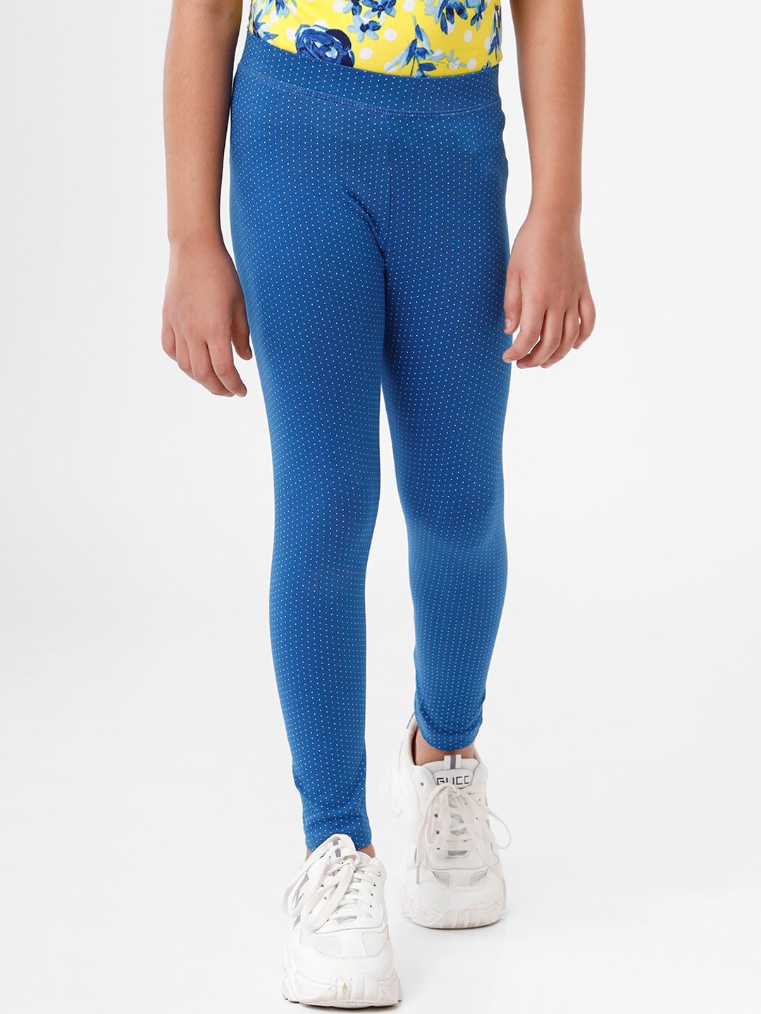 

De Moza Girls Navy Blue Printed Ankle Length Leggings