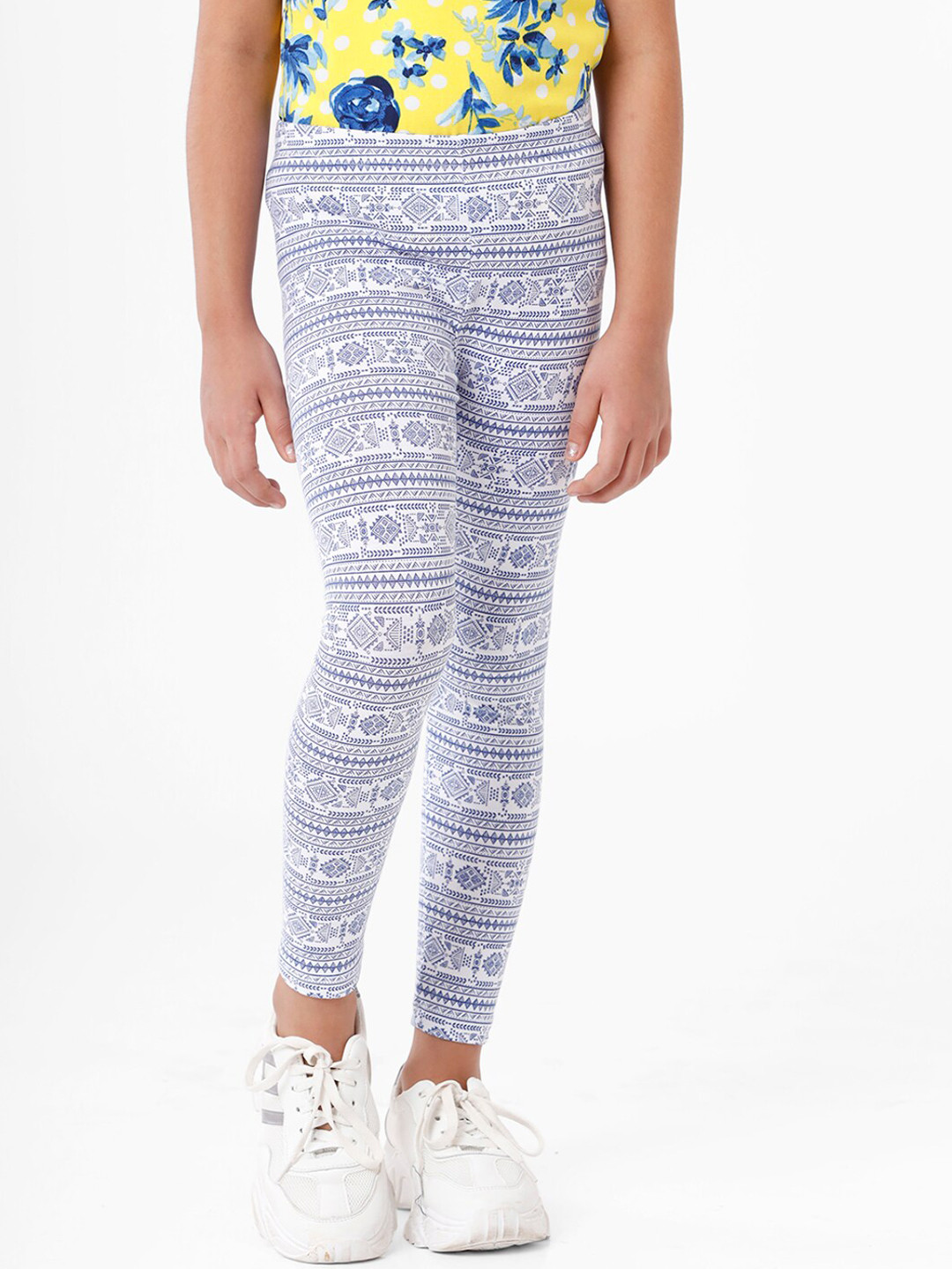 

De Moza Girls Navy Blue Printed Ankle Length Leggings