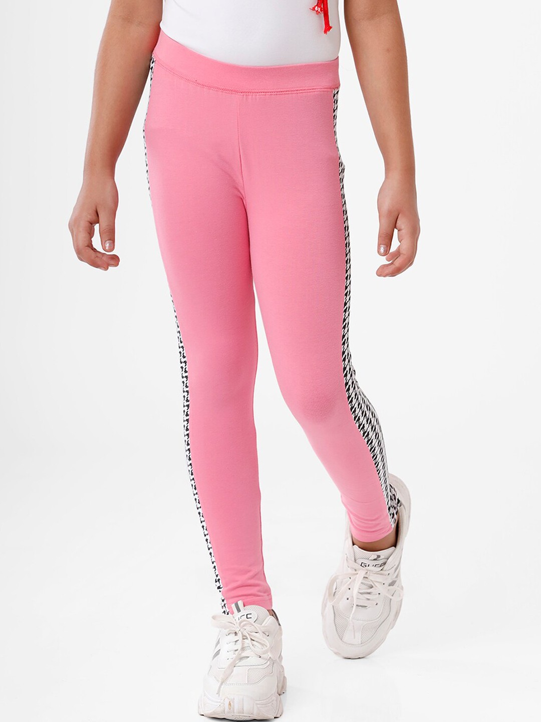 

De Moza Girls Pink Solid Ankle-Length Leggings