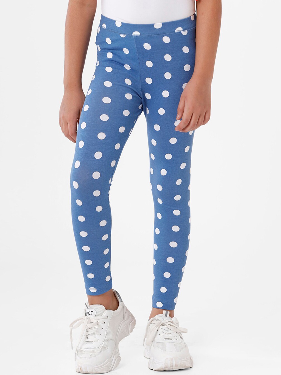 

De Moza Girls Blue Printed Cotton Ankle Length Leggings
