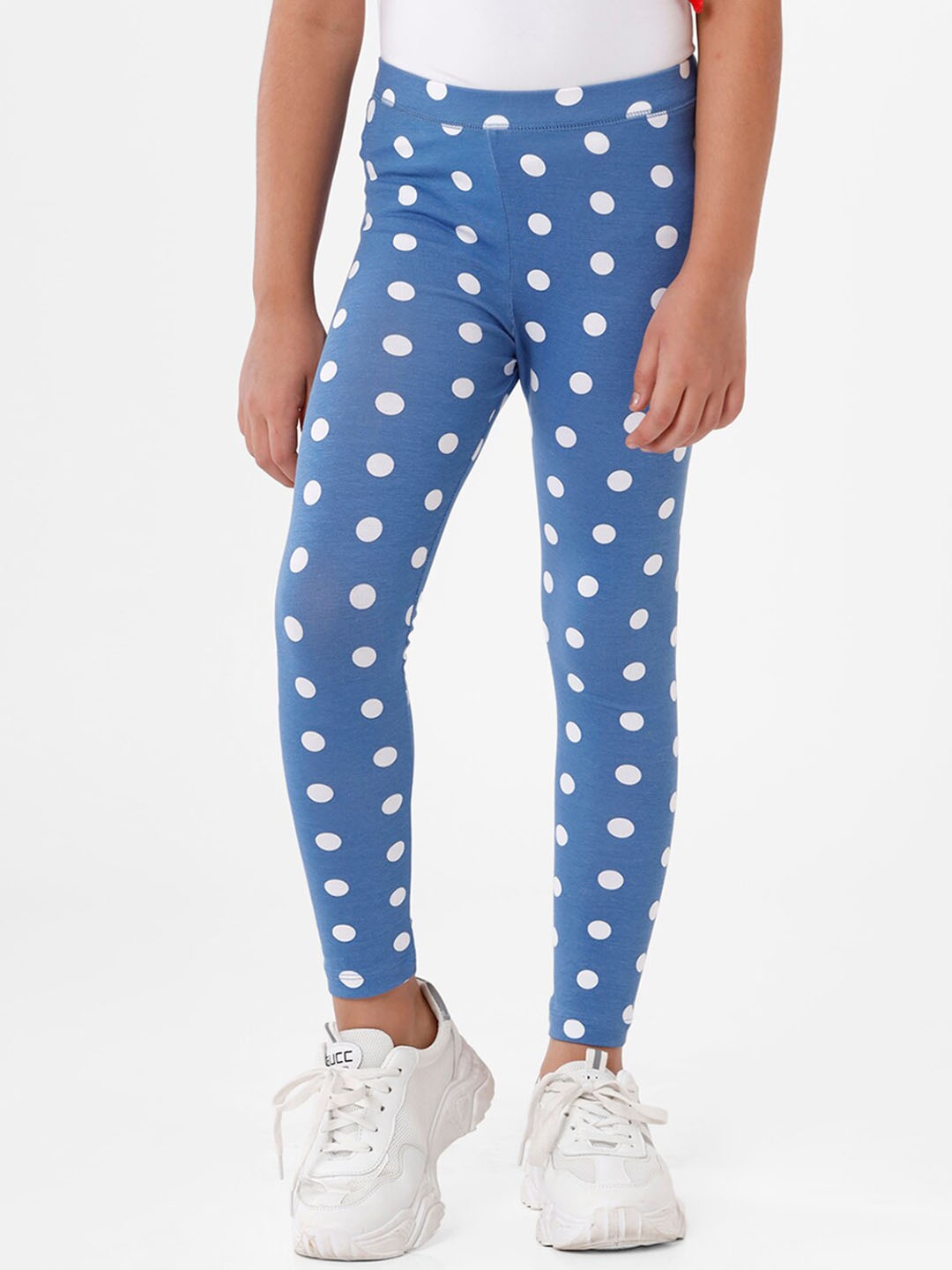 

De Moza Girls Blue Cotton Printed Ankle Length Leggings