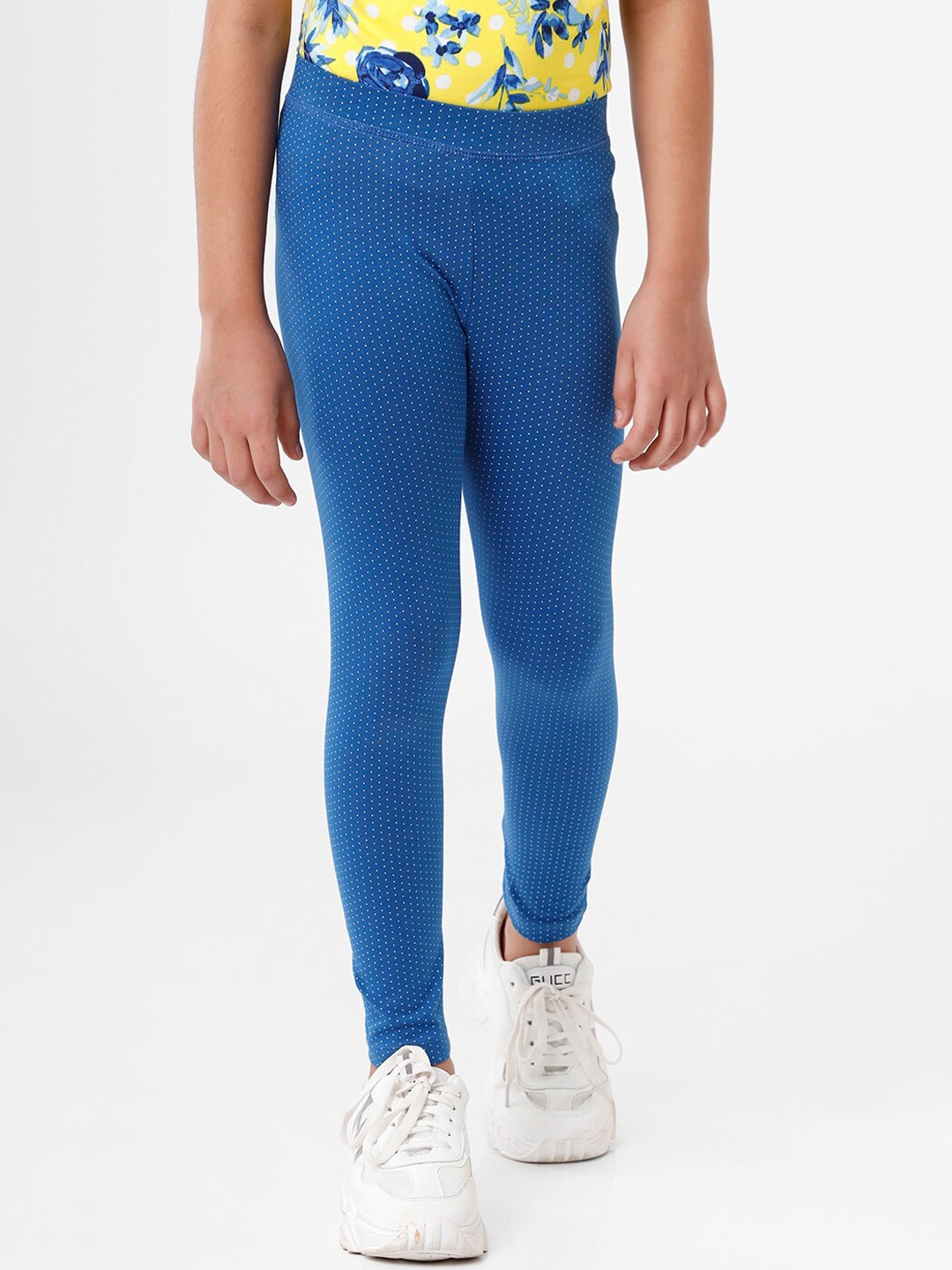 

De Moza Girls Navy Blue Printed Ankle Length Leggings