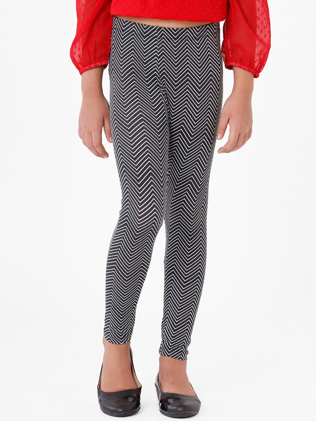 

De Moza Girls Black Printed Ankle-Length Leggings