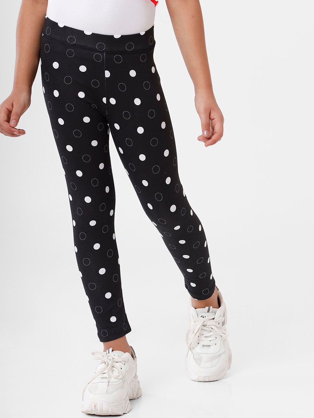 

De Moza Girls Black Printed Ankle Length Leggings